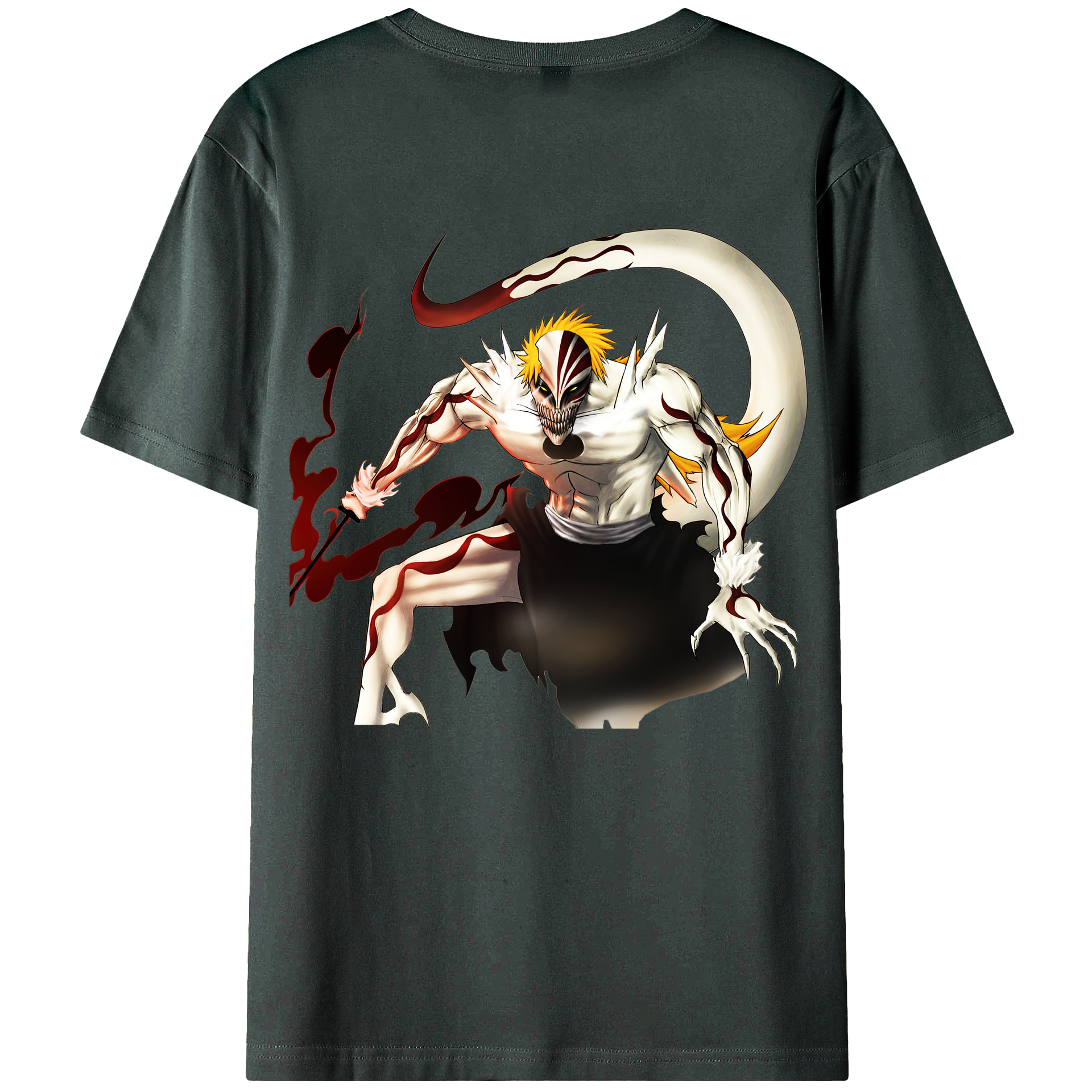 （画像用） ブリーチ 黒崎一護（くろさき いちご）BLEACH Kurosaki Ichigo 綿100％ メンズ半袖Tシャツ（バックプリント） 通気性